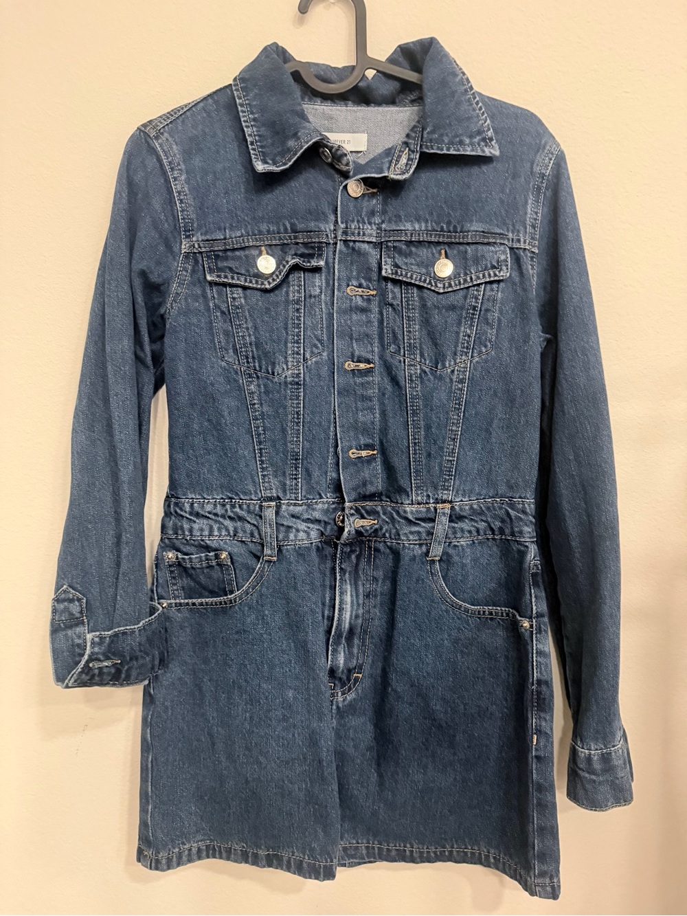 Forever 21 Dark Blue Denim Button Jacket